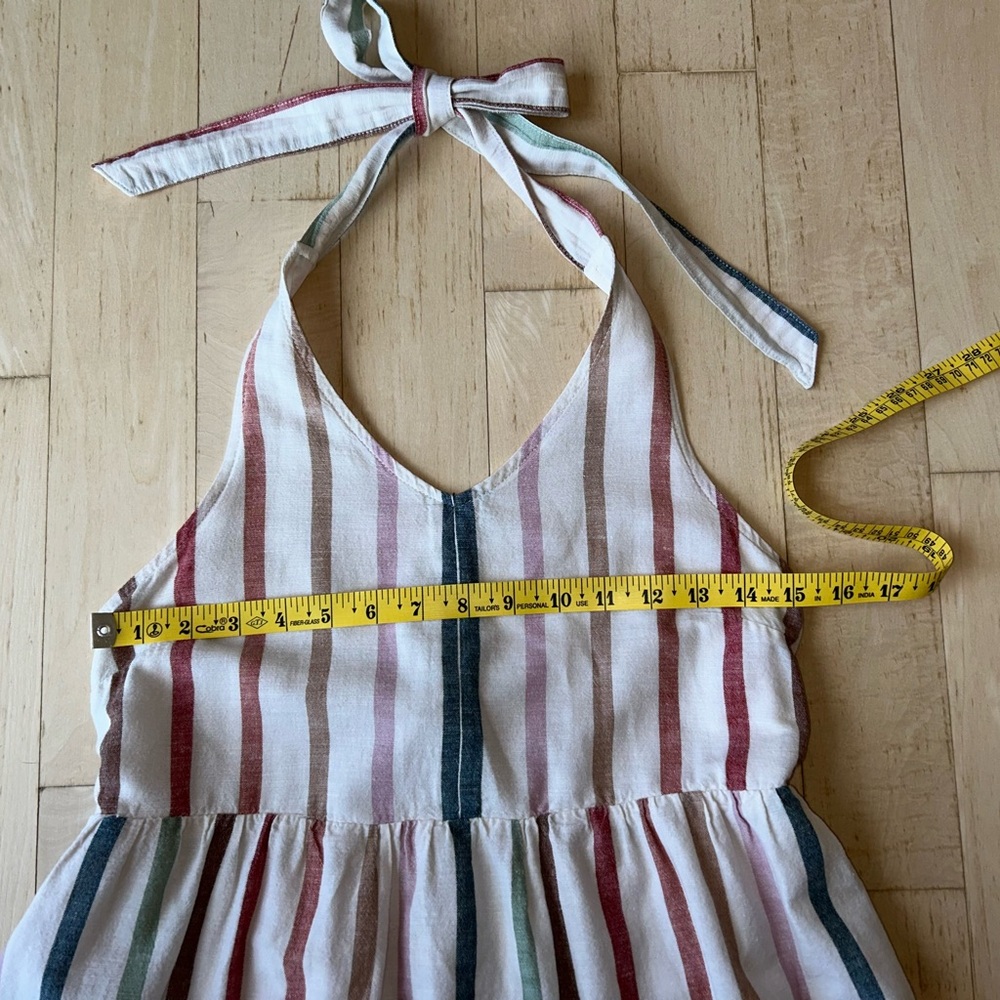 American Eagle Outfitters Cotton Linen Rainbow Striped Halter Tie Dress Large - Picture 9 of 16
